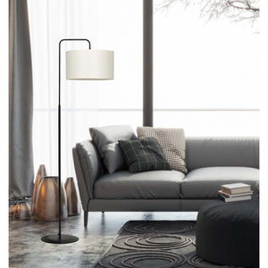 Piantana Contemporaneo Sigfrido Acciaio Nero Ecru 1 Luce E27 Ip20