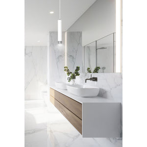 Sospensione 1 Luce Brunilde In Acciaio Bianco Con Tubolare In Bianco E Cromo