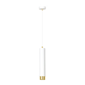 Sospensione 1 Luce Brunilde In Acciaio Bianco Con Tubolare In Bianco E Oro