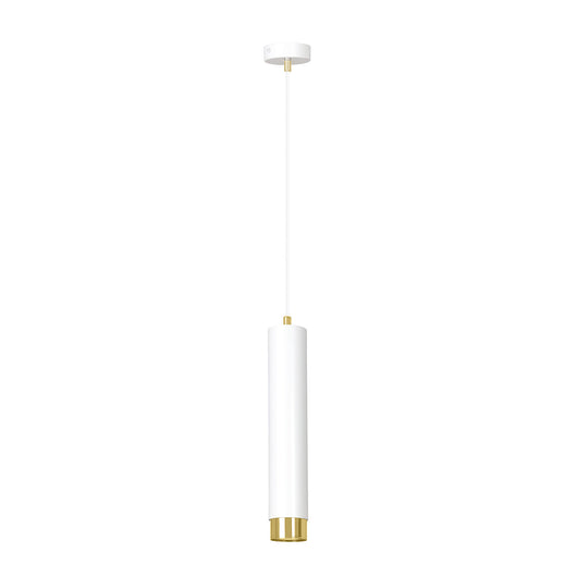 Sospensione 1 Luce Brunilde In Acciaio Bianco Con Tubolare In Bianco E Oro
