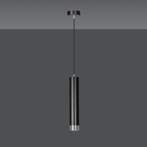 Sospensione 1 Luce Brunilde In Acciaio Nero Con Tubolare In Nero E Cromo