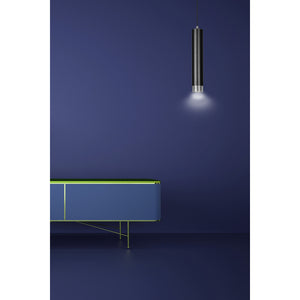 Sospensione 1 Luce Brunilde In Acciaio Nero Con Tubolare In Nero E Cromo