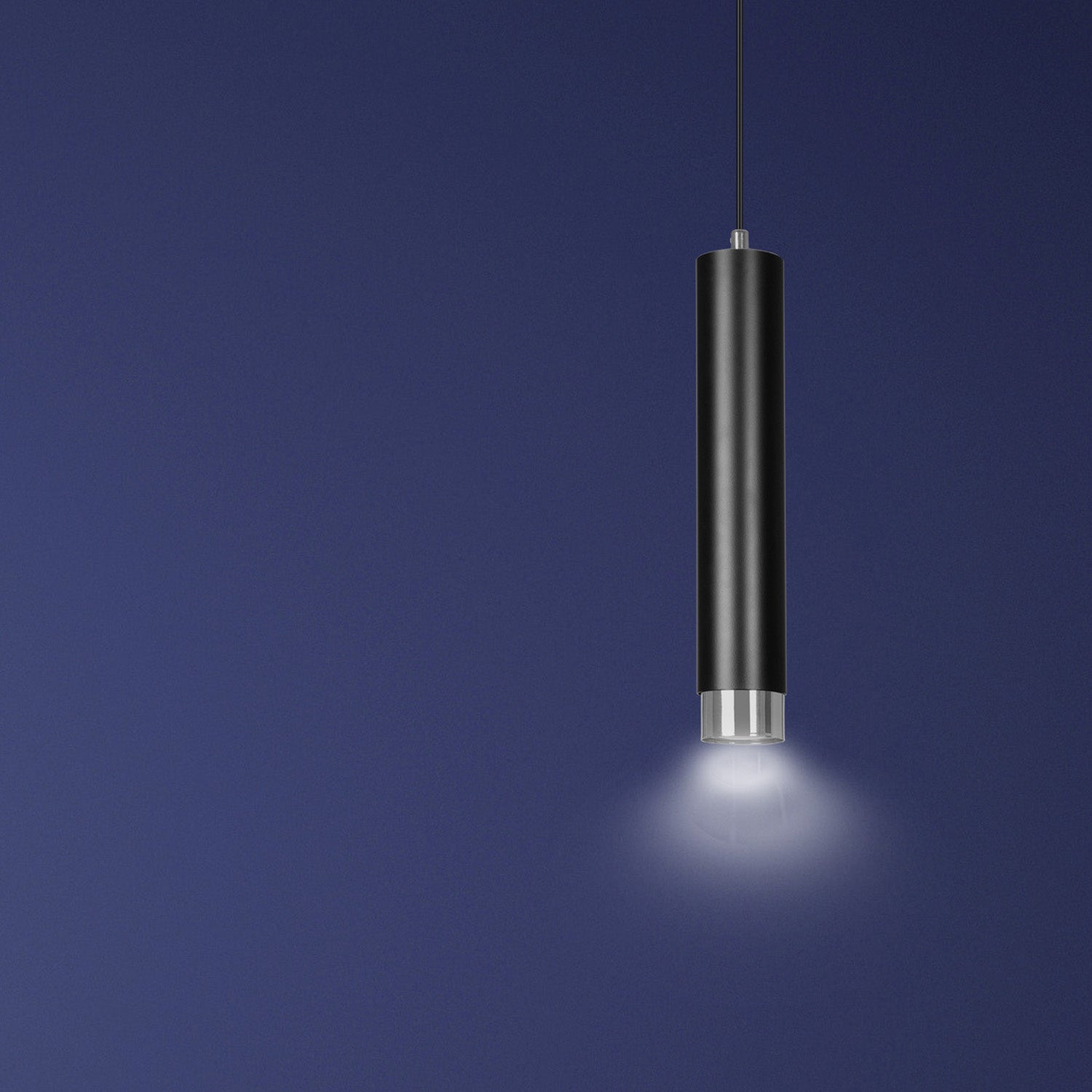 Sospensione 1 Luce Brunilde In Acciaio Nero Con Tubolare In Nero E Cromo