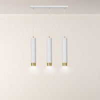 Lampadario 3 Luci Brunilde In Acciaio Bianco E Tubolari In Bianco E Oro