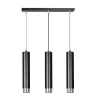 Lampadario 3 Luci Brunilde In Acciaio Nero E Tubolari In Nero E Cromo