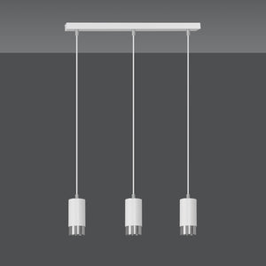 Lampadario 3 Luci Ivar Con Cilindri In Acciaio Bianco E Cromo