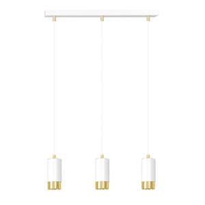 Lampadario 3 Luci Ivar Con Cilindri In Acciaio Bianco E Oro