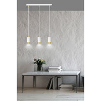 Lampadario 3 Luci Ivar Con Cilindri In Acciaio Bianco E Oro