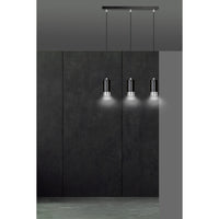 Lampadario 3 Luci Ivar Con Cilindri In Acciaio Nero E Cromo