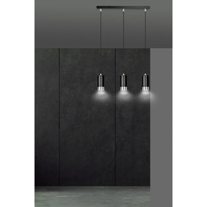 Lampadario 3 Luci Ivar Con Cilindri In Acciaio Nero E Cromo