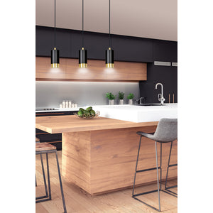 Lampadario 3 Luci Ivar Con Cilindri In Acciaio Nero E Oro