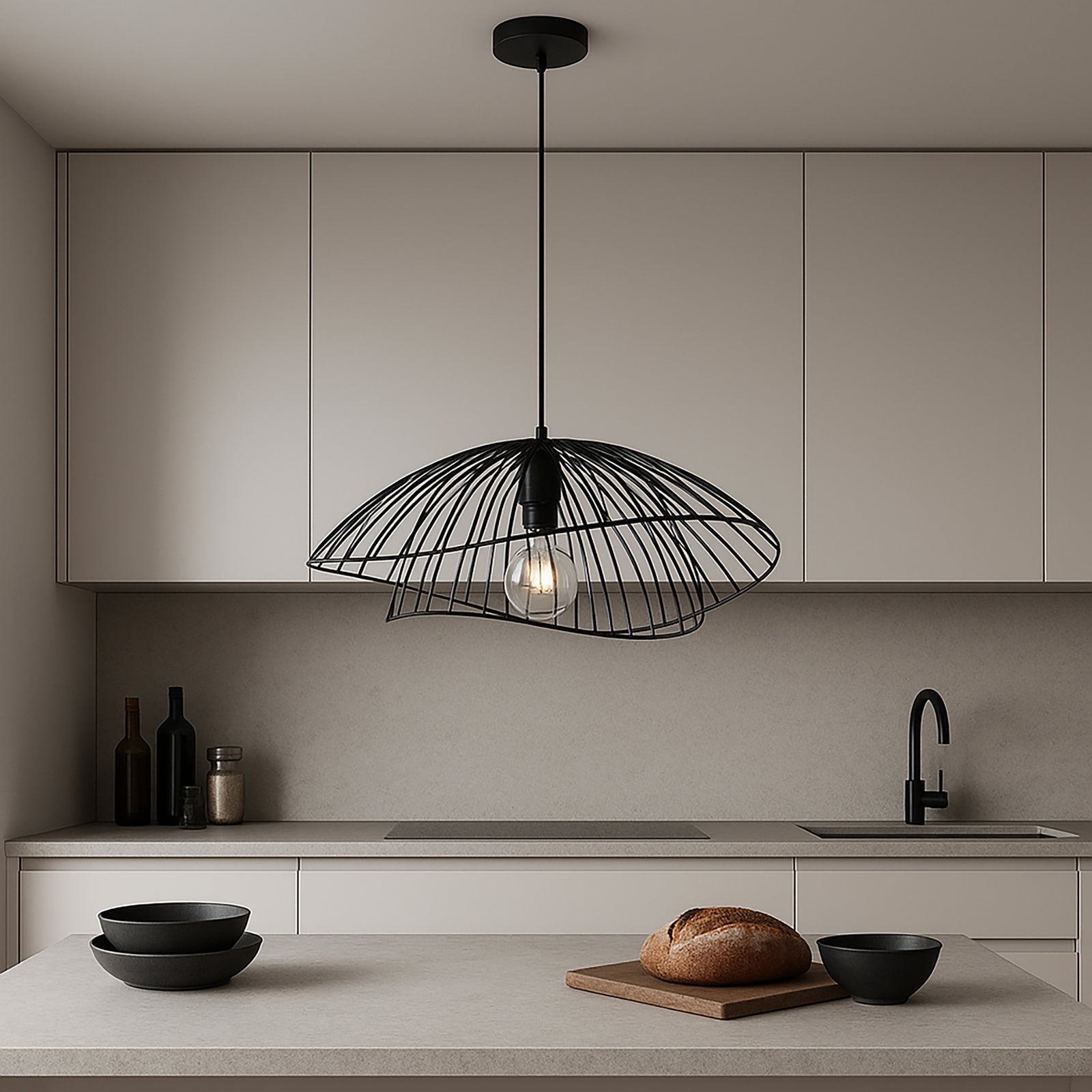 Sospensione Contemporanea Adelaide In Metallo Nero 1 Luce E27