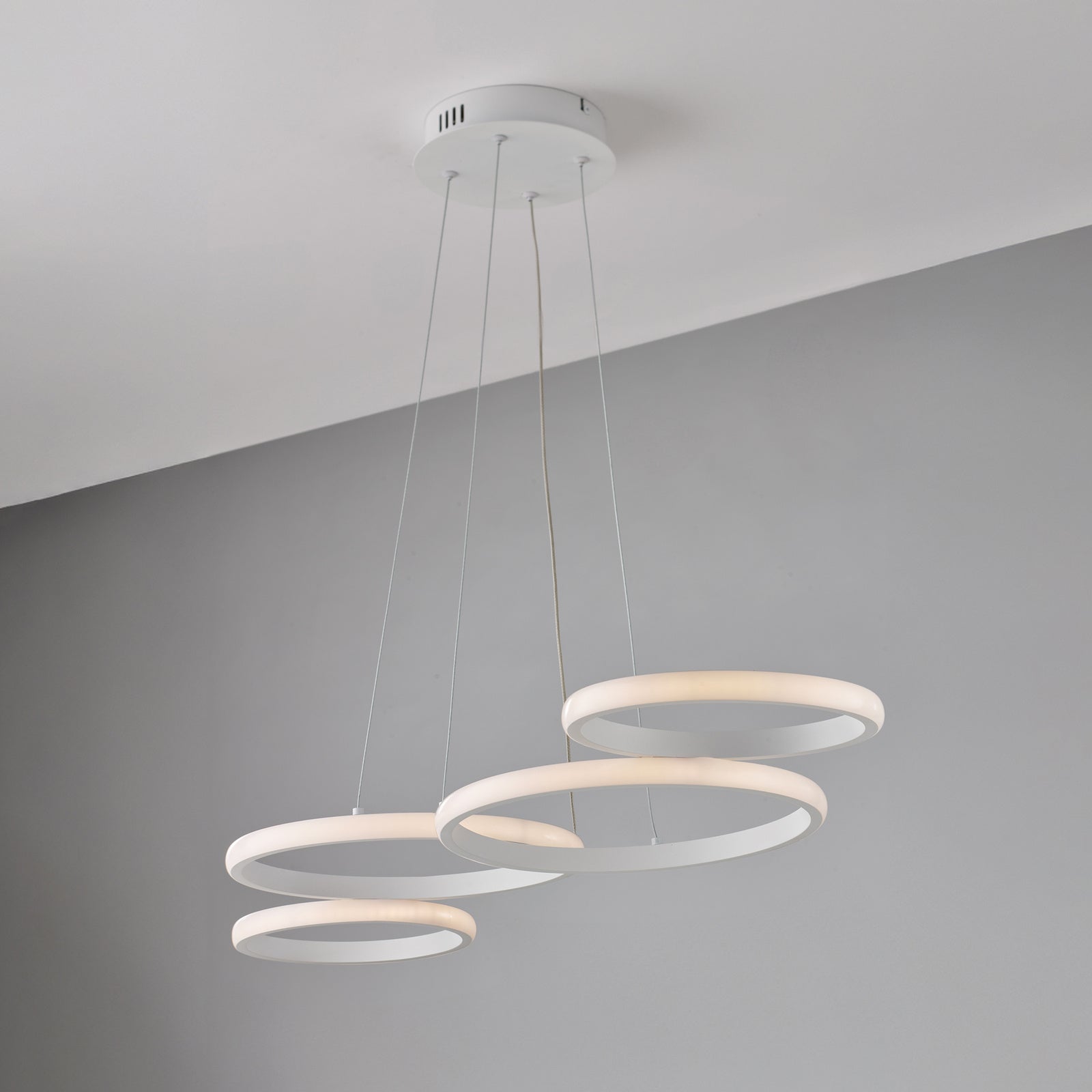 Sospensione Moderna Hobart Plastica Bianco Led 40W Dimmerabile 3000-4000-6000K