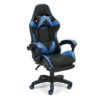 Sedia da Gaming Lagos, Sedia da Gioco e Computer con Schienale Alto e regolabile, Base girevole con Rotelle piroettanti silenziose, Poggiapiedi estraibile, colore Blu