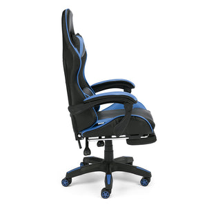 Sedia da Gaming Lagos, Sedia da Gioco e Computer con Schienale Alto e regolabile, Base girevole con Rotelle piroettanti silenziose, Poggiapiedi estraibile, colore Blu