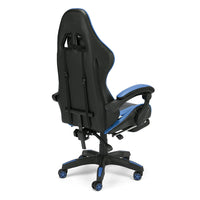 Sedia da Gaming Lagos, Sedia da Gioco e Computer con Schienale Alto e regolabile, Base girevole con Rotelle piroettanti silenziose, Poggiapiedi estraibile, colore Blu