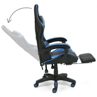 Sedia da Gaming Lagos, Sedia da Gioco e Computer con Schienale Alto e regolabile, Base girevole con Rotelle piroettanti silenziose, Poggiapiedi estraibile, colore Blu