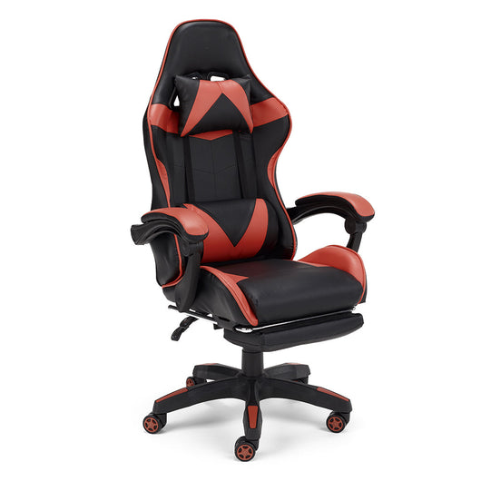 Sedia da Gaming Lagos, Sedia da Gioco e Computer con Schienale Alto e regolabile, Base girevole con Rotelle piroettanti silenziose, Poggiapiedi estraibile, colore Rosso