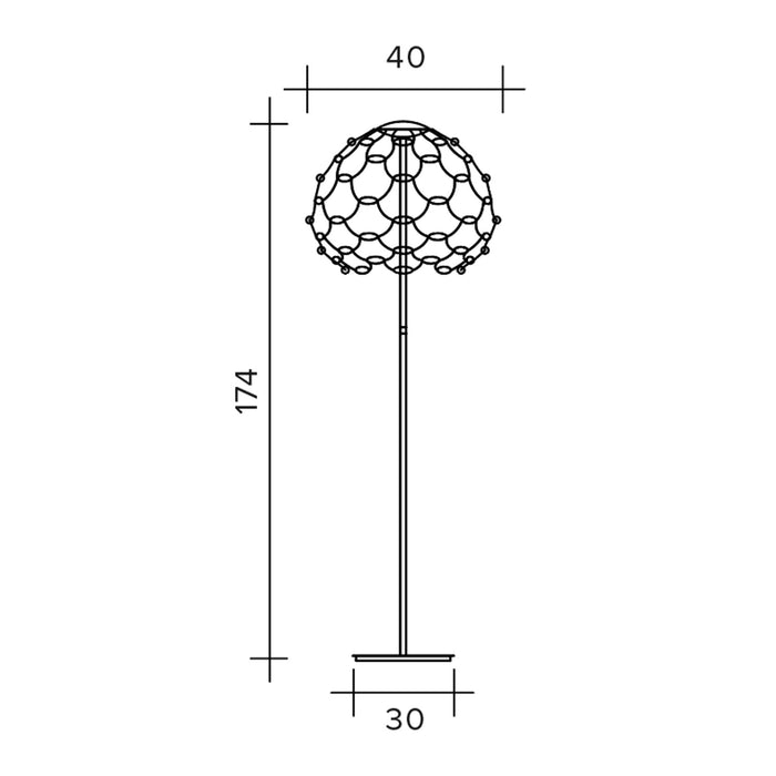 LAMOI LAMPADA DA TERRA RAME A LED 2700K 5468LM 49W DIMMERABILE H.174CM