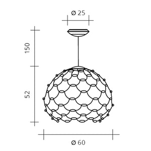 LAMOI LAMPADARIO A SOSPENSIONE MEDIA NERA D.60CM 2700K 8035LM 72W DIMMERABILE TRIAC