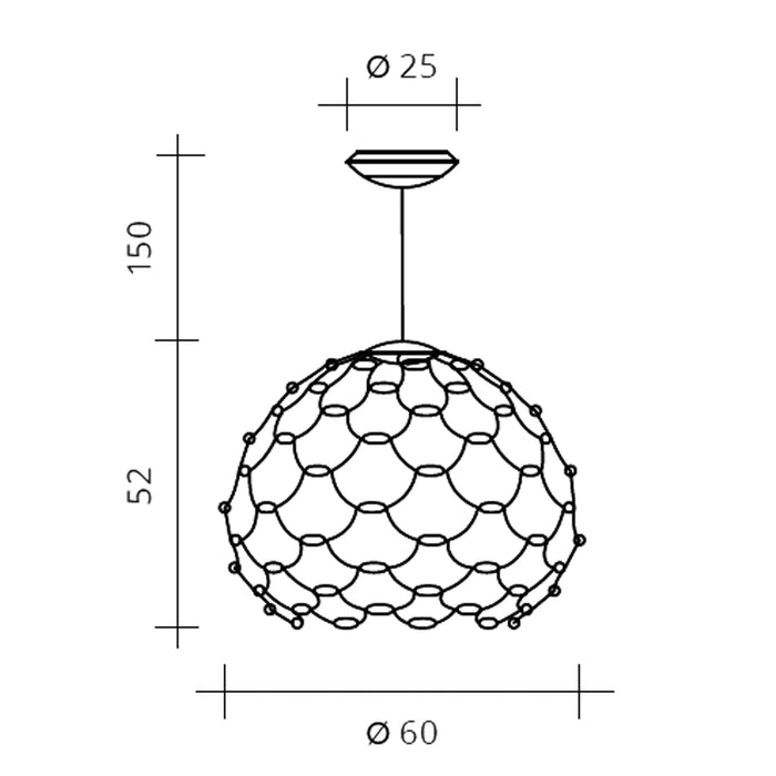 LAMOI LAMPADARIO A SOSPENSIONE MEDIA NERA D.60CM 2700K 8035LM 72W DIMMERABILE TRIAC