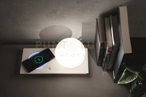 LAMPADA DA COMODINO MADAME BIANCO CON CARICATORE AD INDUZIONE PER CELLULARE LT.MADAME-BIANCO