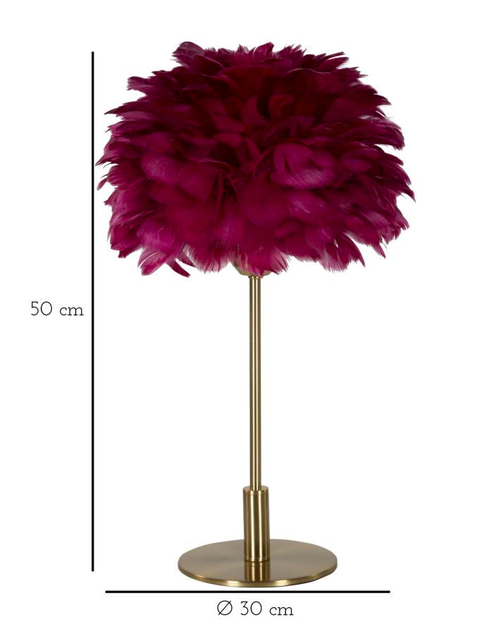 LAMPADA DA TAVOLO BALL FEATHER BORDEAUX CM Ø 30X50