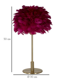 LAMPADA DA TAVOLO BALL FEATHER BORDEAUX CM Ø 30X50