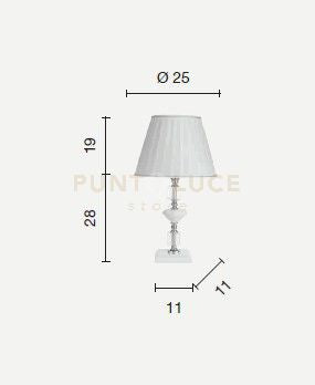 LUME PICCOLO GALA 1 LUCI ATTACCO E14 CRISTALLO E CROMO H.28+19CM
