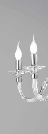 LUME PICCOLO GALA 1 LUCI ATTACCO E14 CRISTALLO E CROMO H.28+19CM