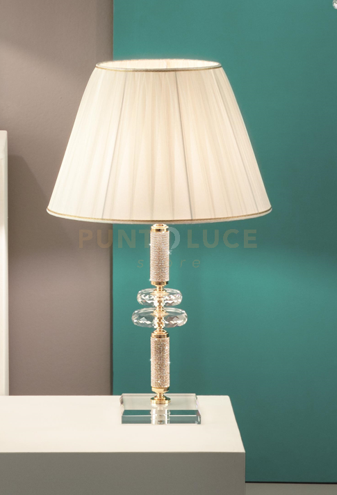 LUME GRANDE DIDO  1 LUCE CRISTALLO E ORO ATTACCO E27 D.40CM