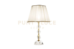 LUME/G BRIGIDA 1 LUCE ATTACCO E27 H.40+26CM IN CRISTALLO E ORO PARALUME AVORIO E ORO