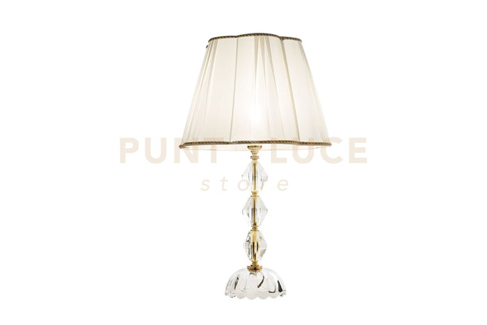 LUME/G BRIGIDA 1 LUCE ATTACCO E27 H.40+26CM IN CRISTALLO E ORO PARALUME AVORIO E ORO