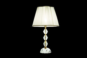 LUME/G BRIGIDA 1 LUCE ATTACCO E27 H.40+26CM IN CRISTALLO E ORO PARALUME AVORIO E ORO