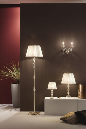 LUME/G BRIGIDA 1 LUCE ATTACCO E27 H.40+26CM IN CRISTALLO E ORO PARALUME AVORIO E ORO