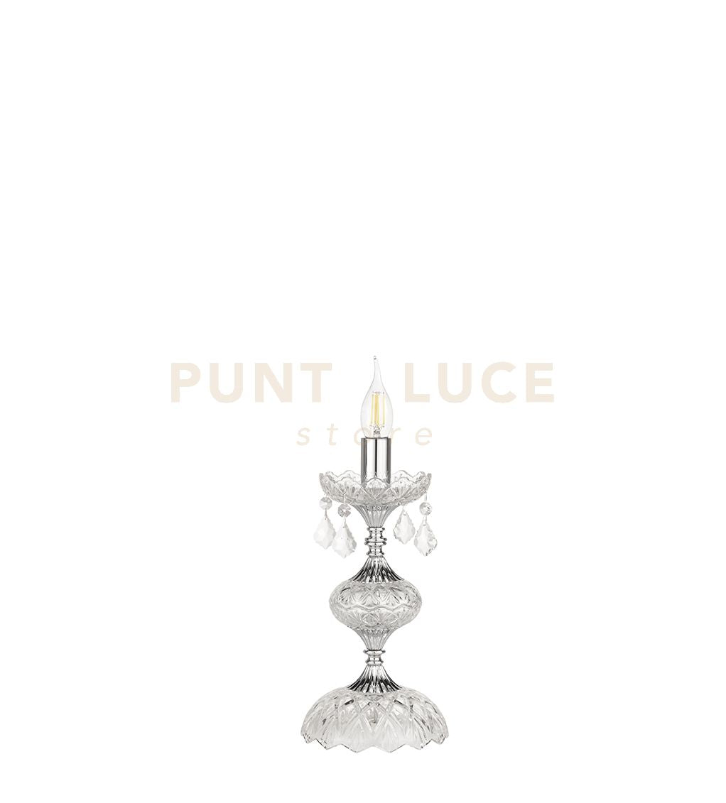 DALLAS LUMETTO CROMO  E CRISTALLO 1 LUCE ATTACCO E14 H.34CM