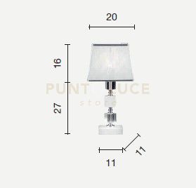 LUME/P LIVIA LUME 1 LUCE TORTORA- TRASPARENTE E CROMO ATTACCO E14 PARALUME L.20CM