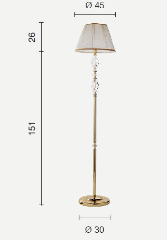 PIANTANA 1306 1 LUCE FUME' E CROMO ATTACCO E27 H.151+26CM