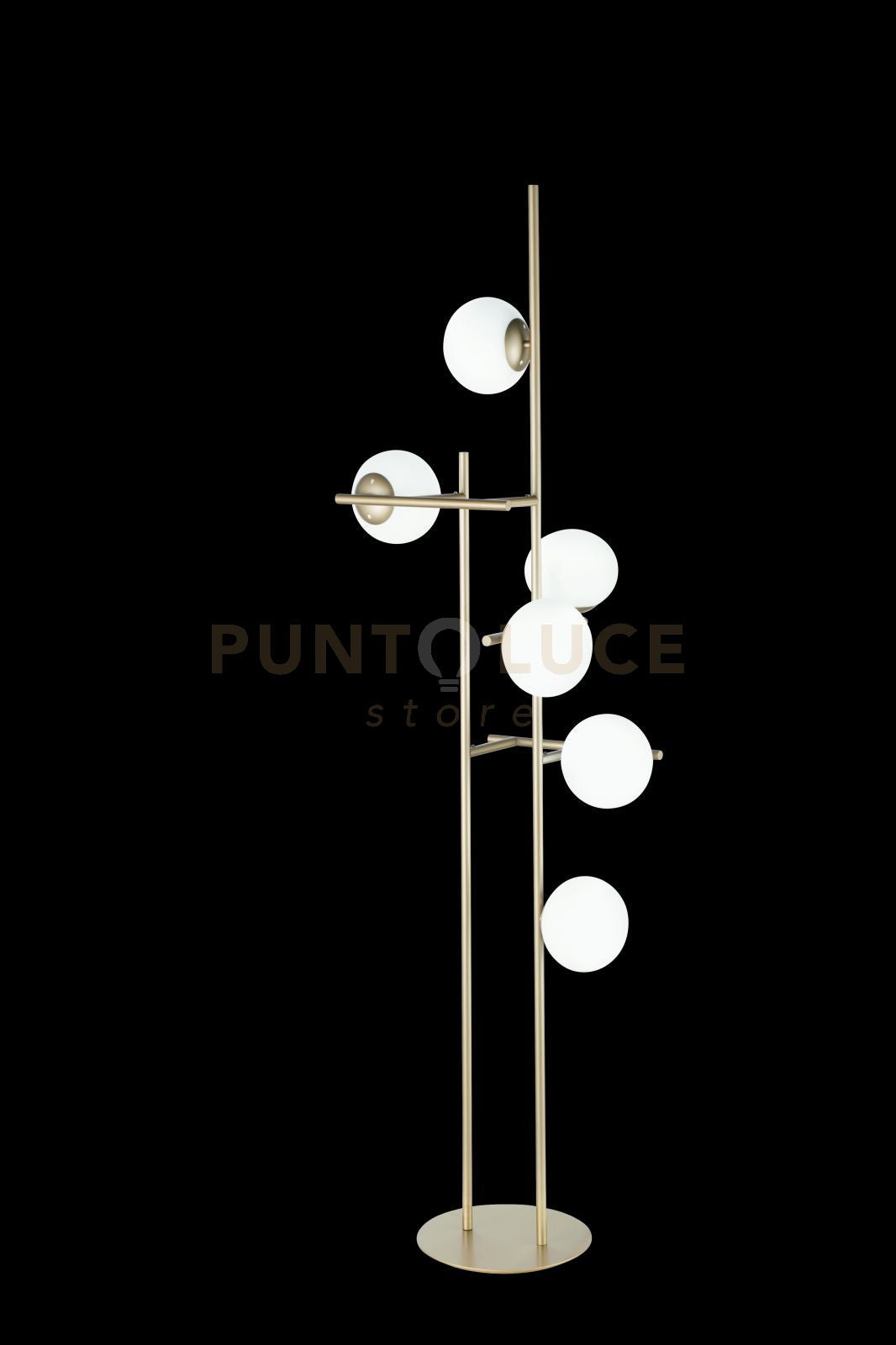 PIANTANA JEWEL ORO 6 LUCI ATTACCO E14 VETRO BIANCO SATINATO VETRI D.15CM H.166CM