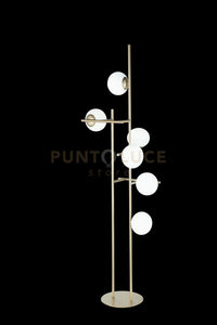PIANTANA JEWEL ORO 6 LUCI ATTACCO E14 VETRO BIANCO SATINATO VETRI D.15CM H.166CM