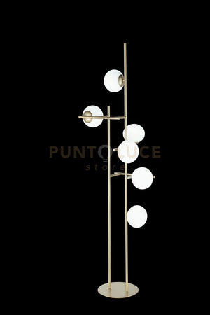 PIANTANA JEWEL ORO 6 LUCI ATTACCO E14 VETRO BIANCO SATINATO VETRI D.15CM H.166CM