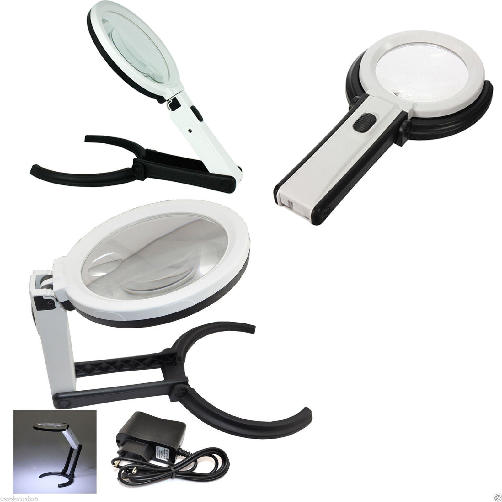 LAMPADA LENTE DI INGRANDIMENTO DA TAVOLO CON LUCE 10 LED PORTATILE 120 MM A 28MM