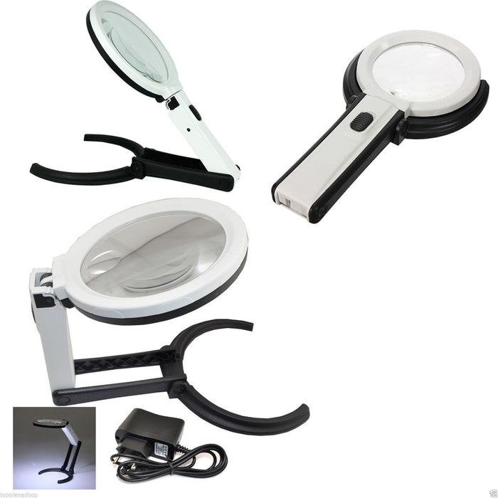 LAMPADA LENTE DI INGRANDIMENTO DA TAVOLO CON LUCE 10 LED PORTATILE 120 MM A 28MM