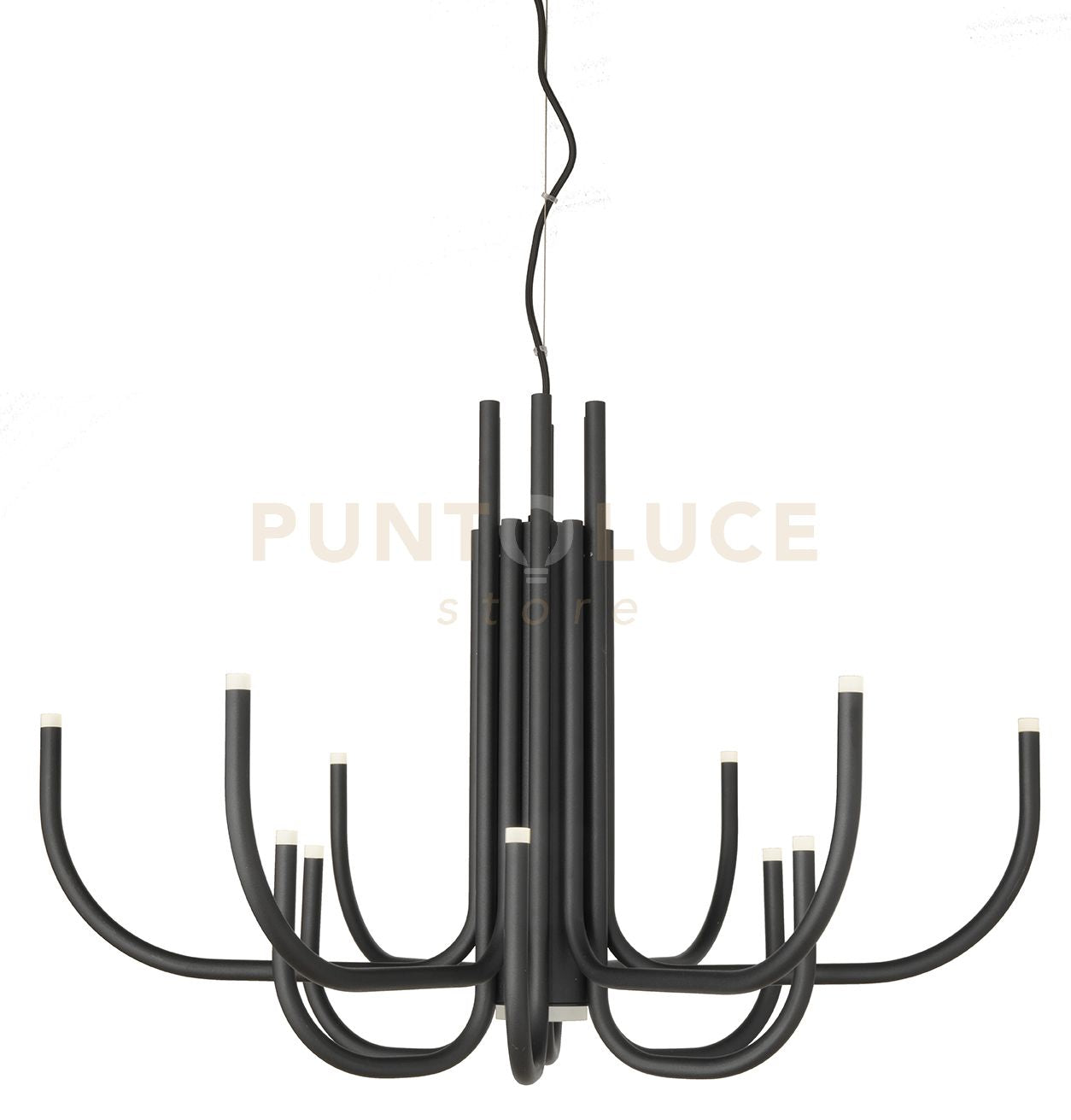 SOSPENSIONE ART NOUVEAU 12 BRACCETTI A LED 3000K 1860LM 35W DIMMERABILE D.78CM NERO