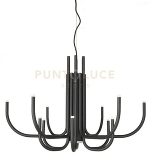 SOSPENSIONE ART NOUVEAU 12 BRACCETTI A LED 3000K 1860LM 35W DIMMERABILE D.78CM NERO