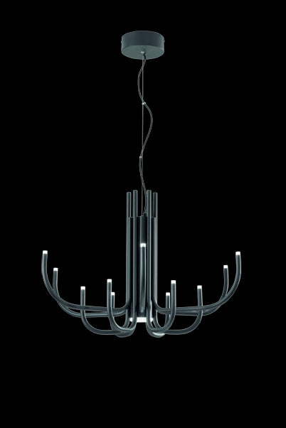 SOSPENSIONE ART NOUVEAU 12 BRACCETTI A LED 3000K 1860LM 35W DIMMERABILE D.78CM NERO