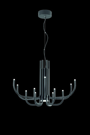 SOSPENSIONE ART NOUVEAU 12 BRACCETTI A LED 3000K 1860LM 35W DIMMERABILE D.78CM NERO