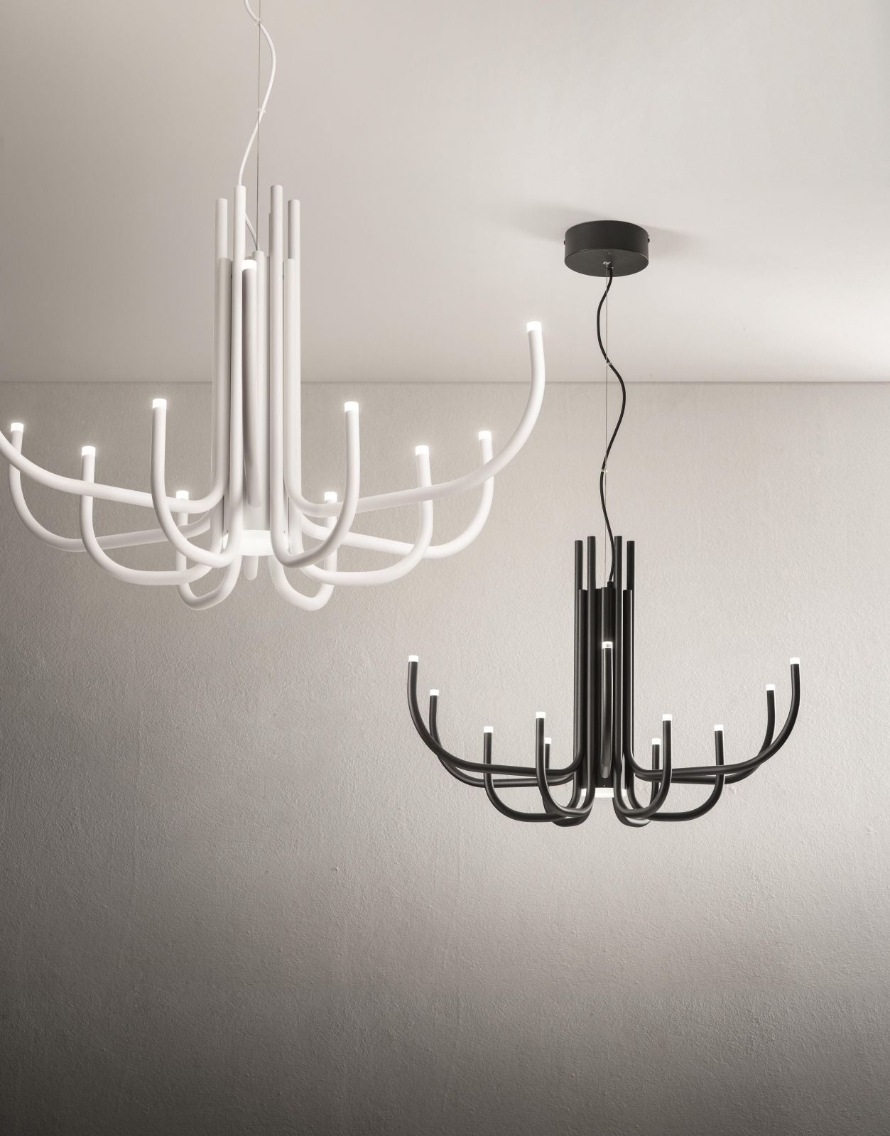 SOSPENSIONE ART NOUVEAU 12 BRACCETTI A LED 3000K 1860LM 35W DIMMERABILE D.78CM NERO