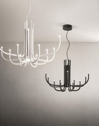 SOSPENSIONE ART NOUVEAU 12 BRACCETTI A LED 3000K 1860LM 35W DIMMERABILE D.78CM NERO