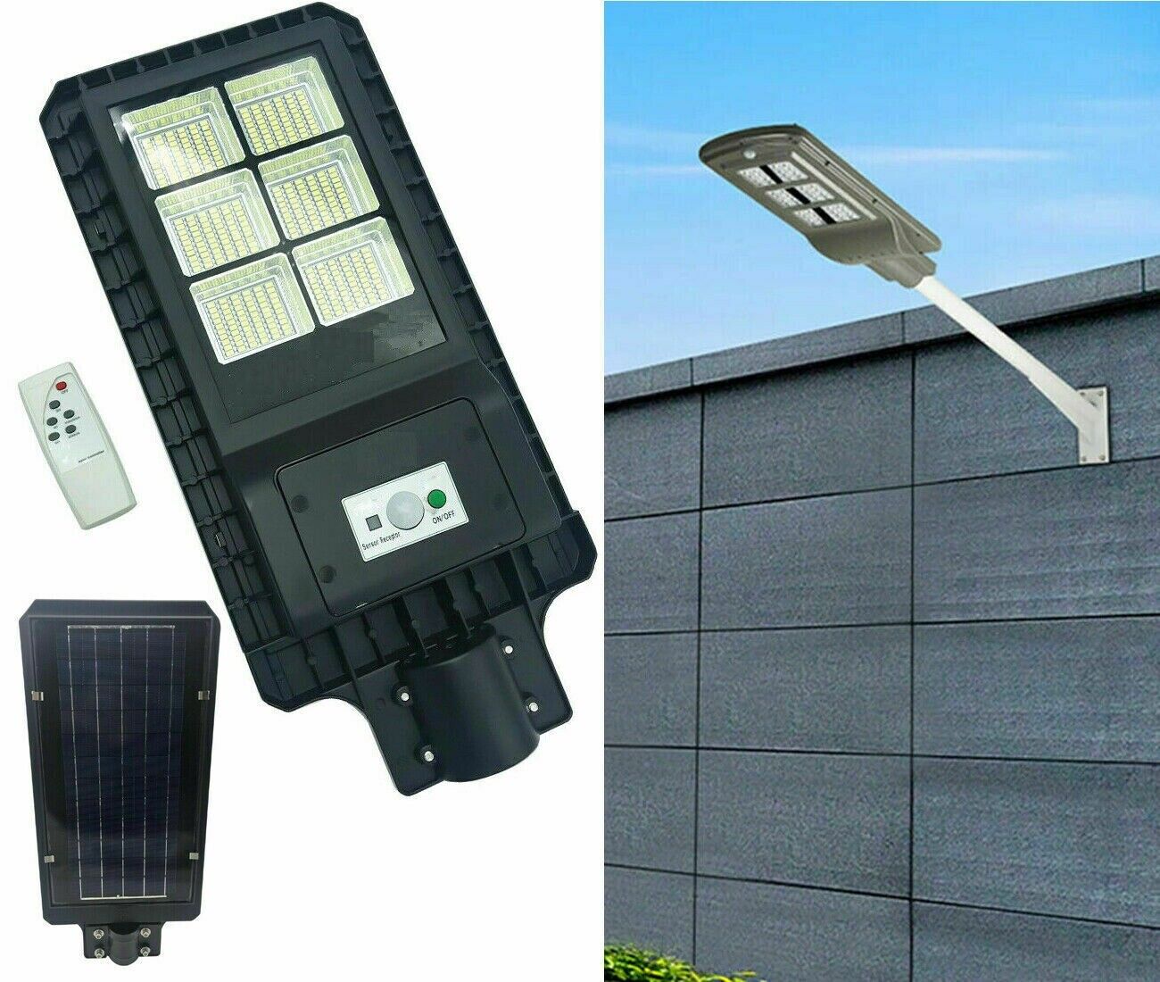 LAMPIONE STRADALE LED 120 W PANNELLO SOLARE FOTOVOLTAICO LED CON TELECOMANDO